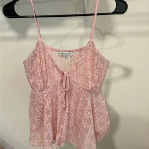 Francesca's Collections Light Pink Lace Tie-Front Cami